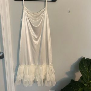 vintage white slip dress with ruffles